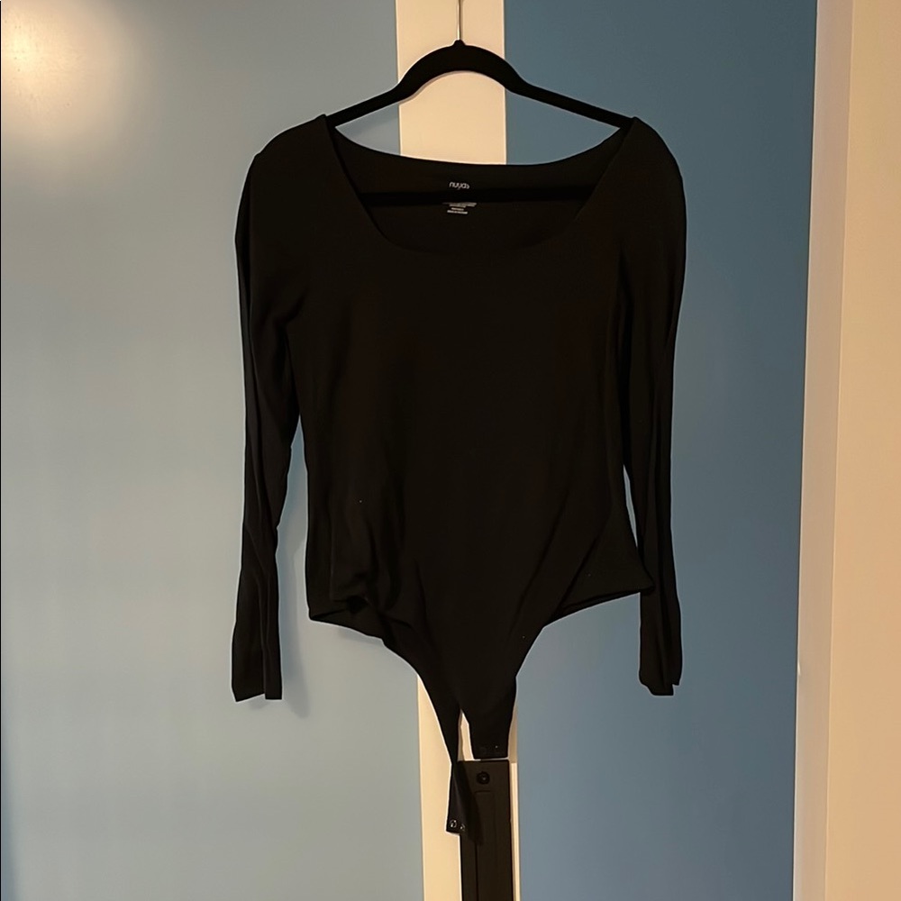 Nuuds Black Square Neck Bodysuit